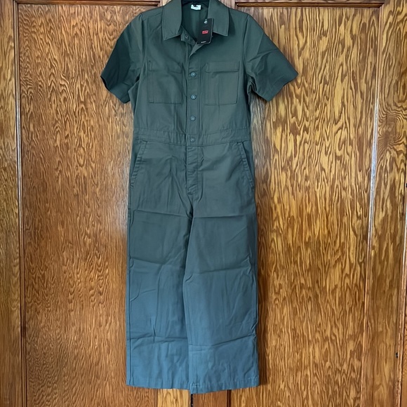 Levi's Short Sleeve Boilersuit Free People Army Green NWT - Picture 7 of 15